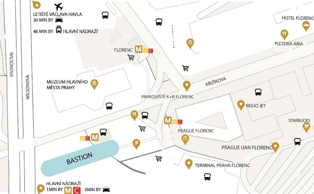 Bastion Florenc - Mapa lokality
